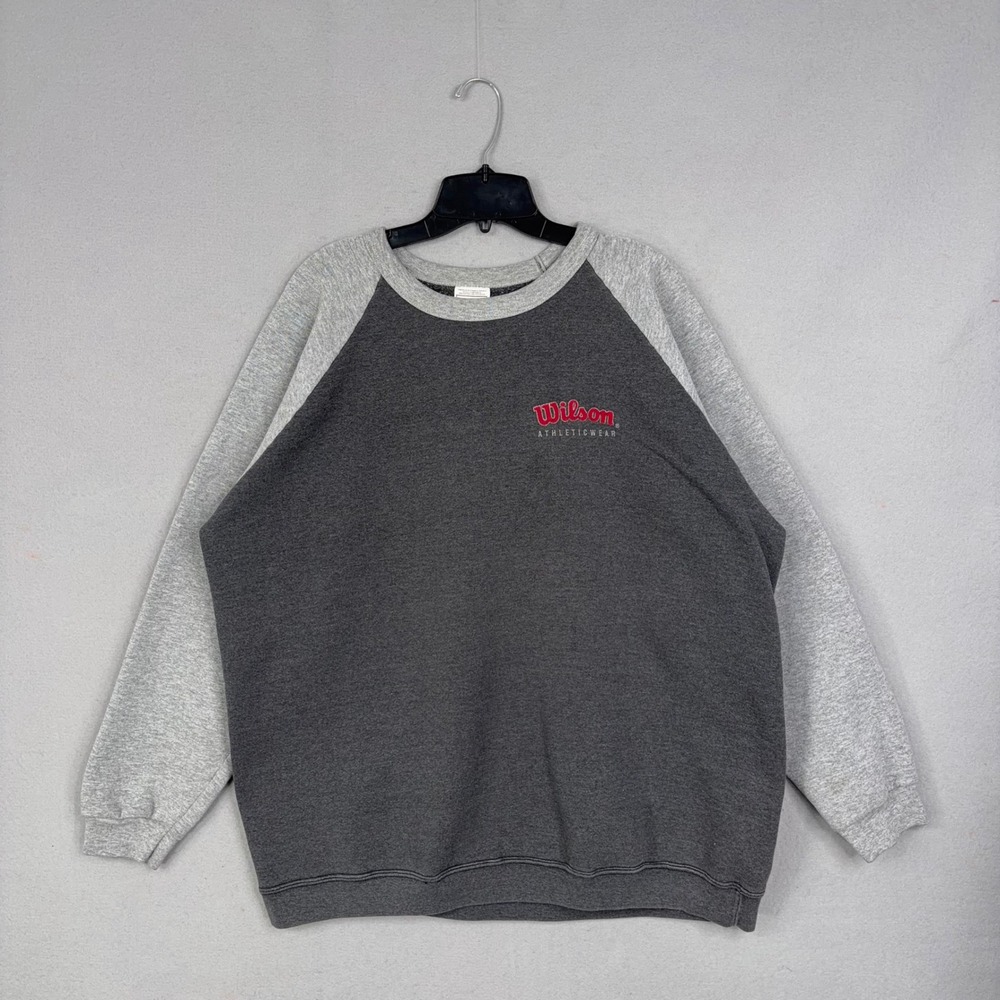 Vintage Wilson Sweatshirt Mens 2X Gray Two Tone Raglan Athleticwear Sportswear
